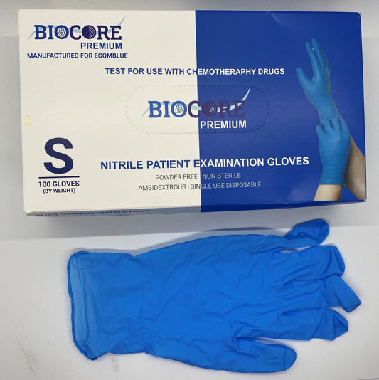 BIOCORE PREMIUM NITRILE PATIENT EXAMINATION GLOVES Small 1000 Gloves